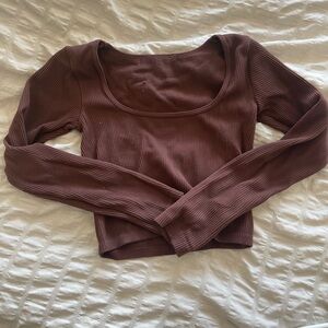 Brown Ribbed Long Sleeve